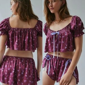 Uo flyaway under grace satin purple top